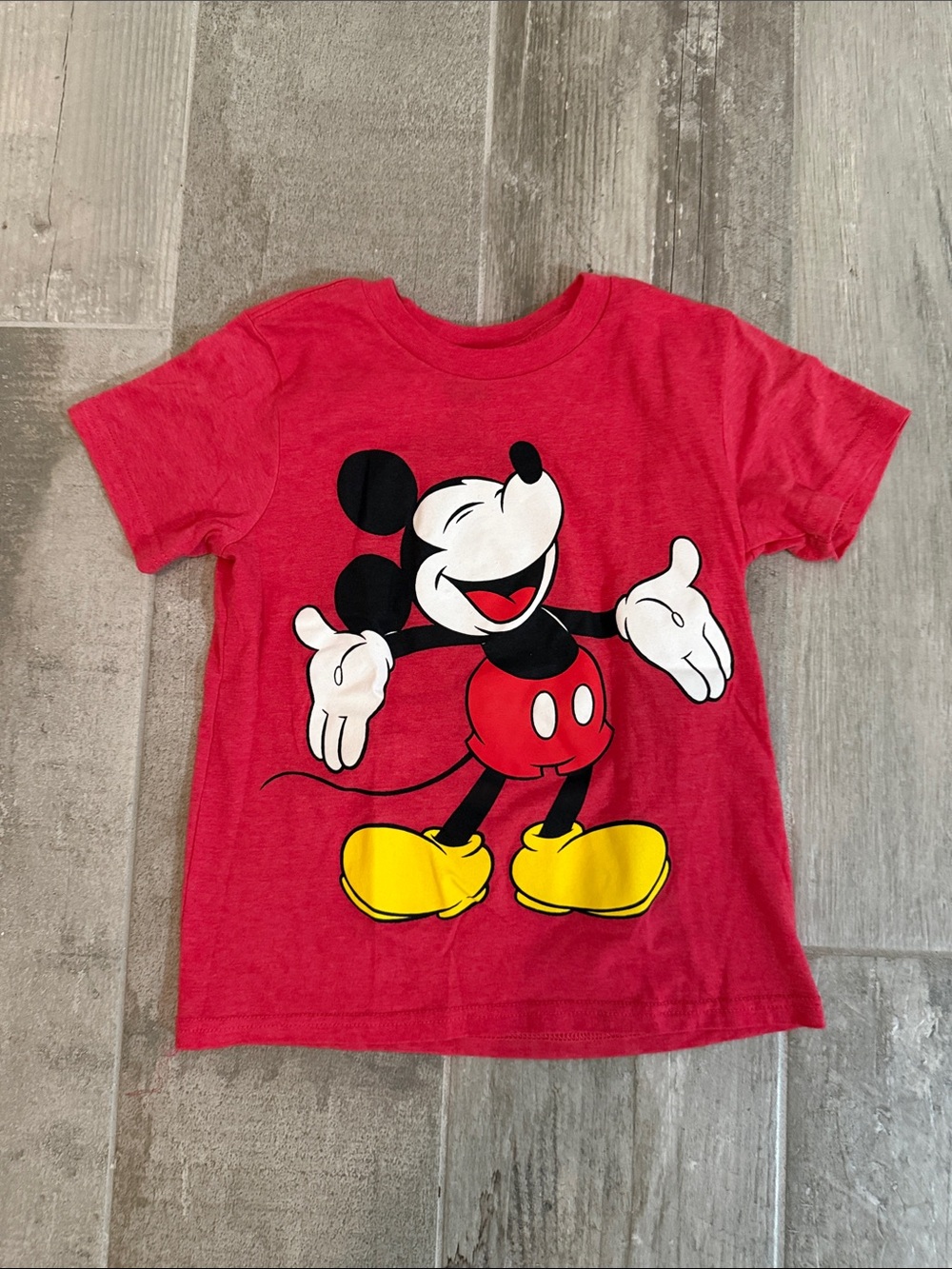 Disney Red Mickey Mouse Graphic Tee with Yellow Accents